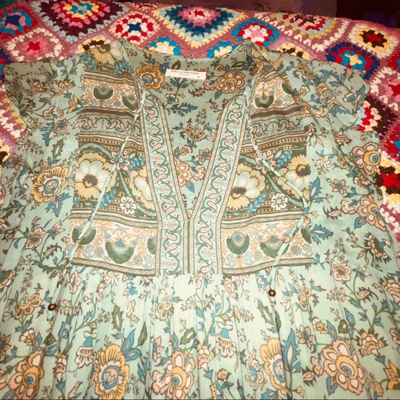 SPELL & THE GYPSY Folk Song House Gown Turquoise M NWT - Picture 3 of 9